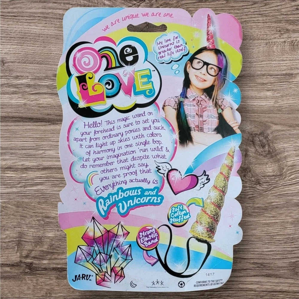 Ja-Ru One Love Unicorn Horn Headband Yellow Gold Sparkle Elastic Band Costume